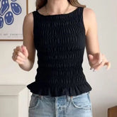 Elastic Ruched Vest Tank Top